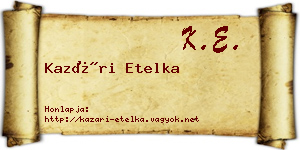 Kazári Etelka névjegykártya